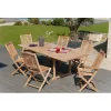 SALON DE JARDIN EN BOIS TECK 8/10 pers - Ensemble de jardin - 1 Table rectangulaire extensible 180*240/100 cm 4 chaises et 2 fauteuils