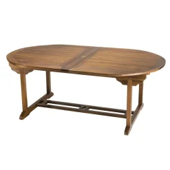 Salon de jardin HANNA en bois teck huilé 10/12 personnes - ensemble de jardin : 1 table ovale extensible 200/300*120 cm et 8 chaises