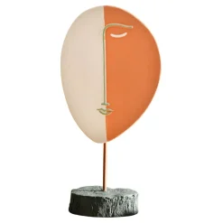 Sculpture visage en résine pied en métal ABSTRAIT Orange