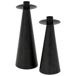 Set de 2 bougeoirs Automne métal noir