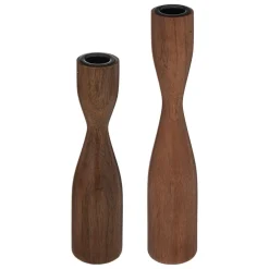 Set de 2 chandeliers marron en métal et manguier