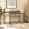Set de 2 consoles gigognes aluminium doré et noir pieds métal JOHAN