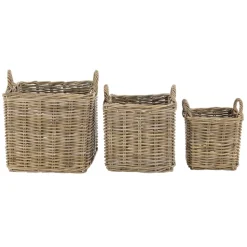 Set de 3 paniers de rangement carrés en kubu naturel KALLY