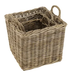 Set de 3 paniers de rangement carrés en kubu naturel KALLY