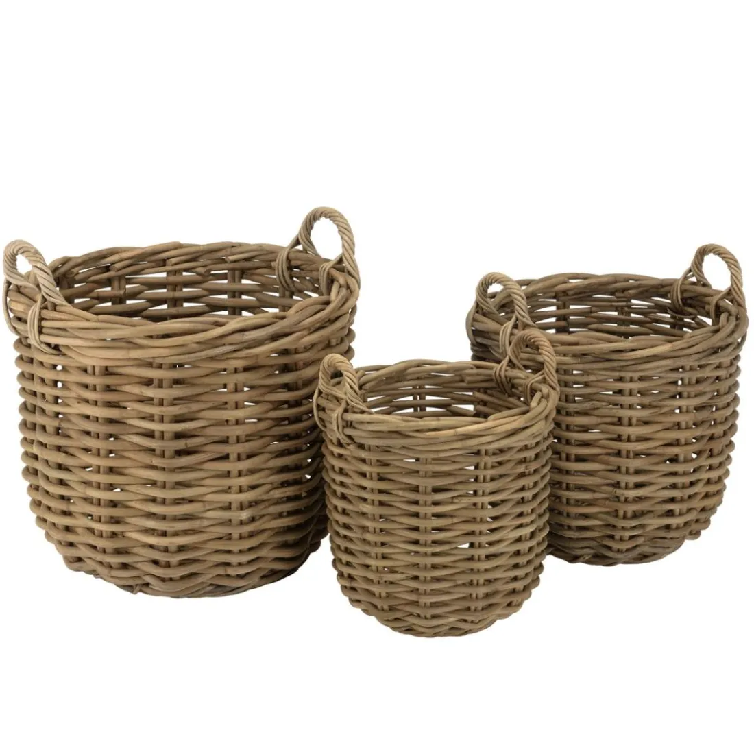 Set de 3 paniers de rangement ronds en rotin naturel KALLY