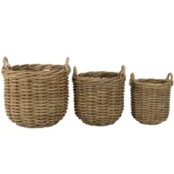 Set de 3 paniers de rangement ronds en rotin naturel KALLY