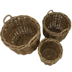 Set de 3 paniers de rangement ronds en rotin naturel KALLY