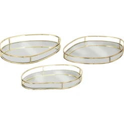 Set de 3 plateaux en métal doré