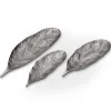 Set de 3 plateaux feuilles Nickel