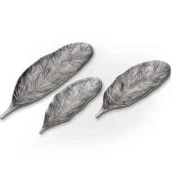 Set de 3 plateaux feuilles Nickel