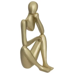 Set de 3 statuettes femme H17cm en résine doré