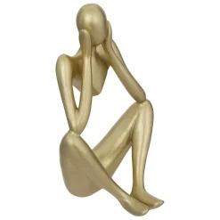 Set de 3 statuettes femme H17cm en résine doré