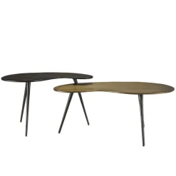 Set de 2 tables basses ovoïdes en Aluminium JAMES Noir mat et Doré
