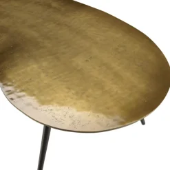 Set de 2 tables basses ovoïdes en Aluminium JAMES Noir mat et Doré