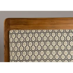 Sofa en teck et coton imprimé hexagones Scandi