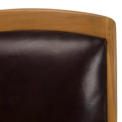 Sofa en teck et cuir design colonial - Marron