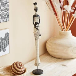 Statuette Africaine mains croisées en Résine HASNA Blanc