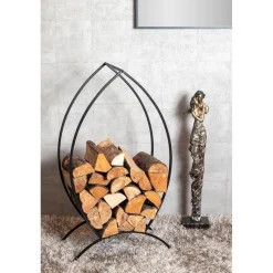 Support pour bois de cheminée noir en métal