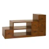Support TV en escalier 2 niches 6 portes en bois midi