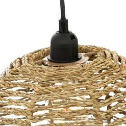 Suspension 2 lampes en métal et jonc de mer