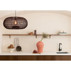 Suspension Arizona Rotin abat-jour bordeaux