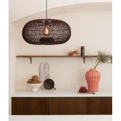 Suspension Arizona Rotin abat-jour bordeaux