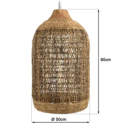 Suspension en abaca couleur naturelle et teck recyclé