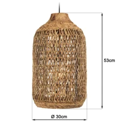 Suspension en abaca couleur naturelle et teck recyclé SIXTINE