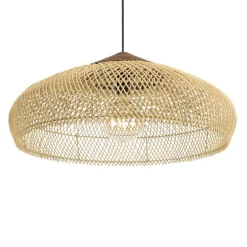 Suspension en rotin et teck recyclé SIXTINE couleur naturelle