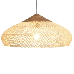 Suspension en rotin et teck recyclé SIXTINE couleur naturelle