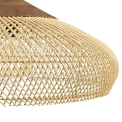 Suspension en rotin et teck recyclé SIXTINE couleur naturelle