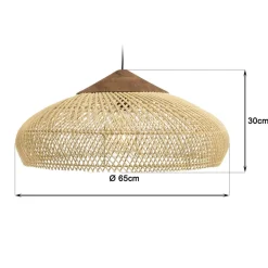 Suspension en rotin et teck recyclé SIXTINE couleur naturelle