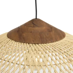 Suspension en rotin et teck recyclé SIXTINE couleur naturelle