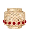 Suspension enfant Liby bambou pompons rouges