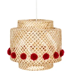 Suspension enfant Liby bambou pompons rouges