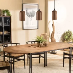 Suspension forme allongée en bois de teck recyclé SIXTINE