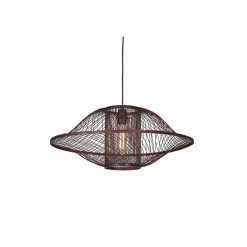 Suspension Maui bambou abat-jour bordeaux