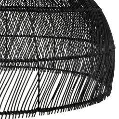 Suspension ronde 'CANUL' en rotin tressé noir