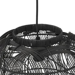 Suspension style lanterne 'PACITO' en rotin noir