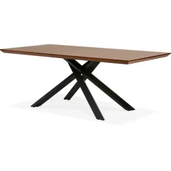 Table à diner avec pied central en x 'WALABY' en bois finition Noyer