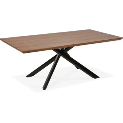 Table à diner avec pied central en x 'WALABY' en bois finition Noyer