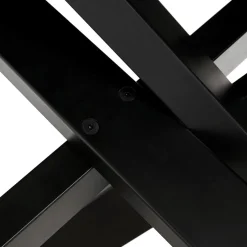 Table à diner 'MARKINA' en céramique blanche avec pied central en x noir