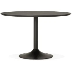 Table à diner ou de bureau ronde 'CHEF' en bois noir finition Frêne