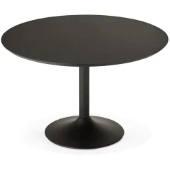 Table à diner ou de bureau ronde 'CHEF' en bois noir finition Frêne