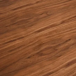 Table à diner 'WALABY' en bois finition Noyer avec pied central en x blanc