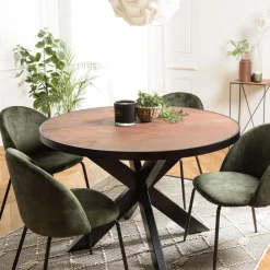 Table à manger 4 places couleur rouille effet pierre BASILE