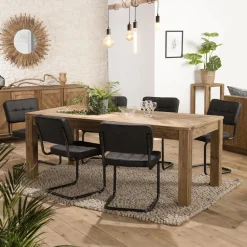 Table À Manger ANDRIAN Bois Pin Recyclé 200 X 90 Cm