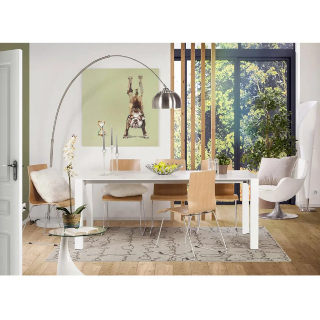 Table à Manger blanche 2 rallonges KIMMIE