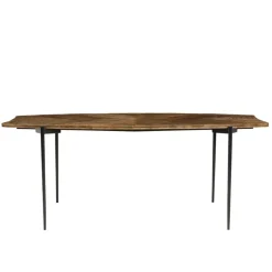 Table à manger bords concaves en bois et pieds métal KIARA