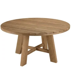 Table à manger de jardin ronde teck recyclé KALLY